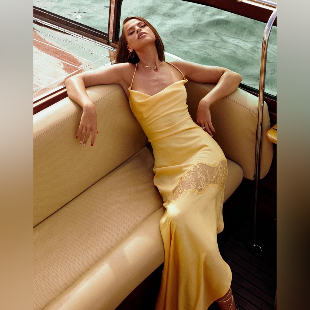 Meshki Chandra Lace Dress - Yellow (XS)